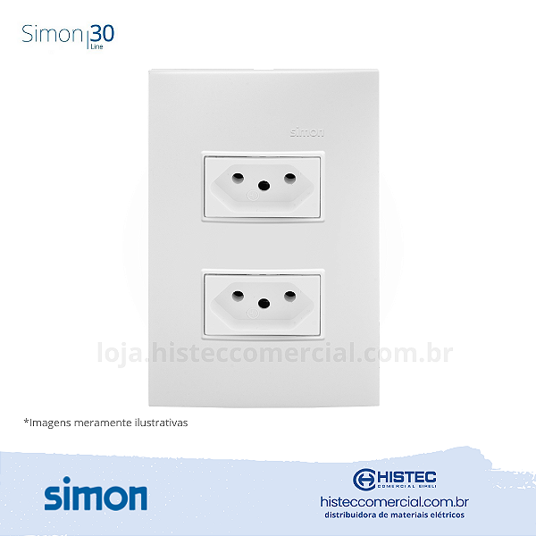 CONJUNTO 2 TOMADAS 2P+T 10A 250V BRANCO SIMON 30 LINE 300954-30