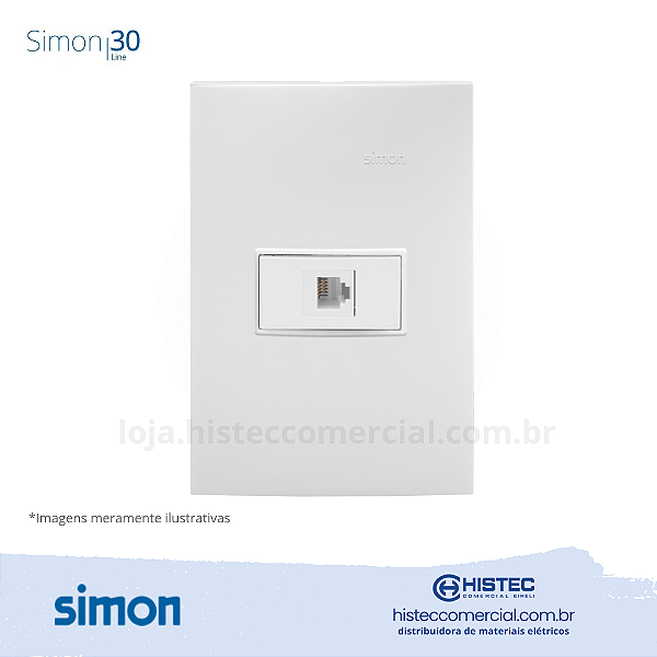 CONJUNTO TOMADA RJ11 4FIOS 4x2 BRANCO SIMON 30 LINE 300962-30