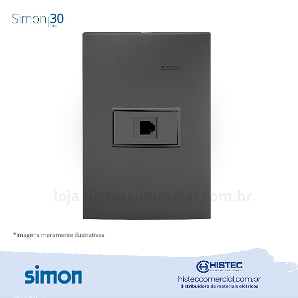 CONJUNTO TOMADA RJ11 4FIOS 4x2 GRAFITE SIMON 30 LINE 300962-38
