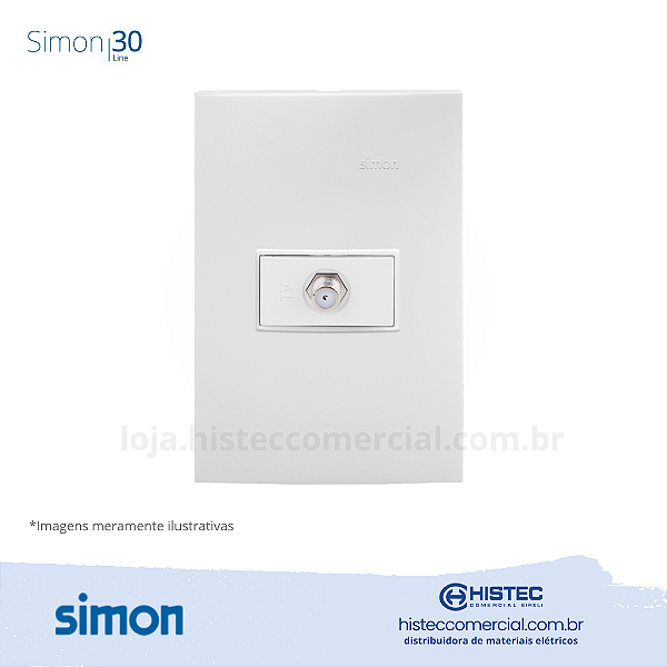 CONJUNTO TOMADA PARA TV 75ohms 4x2 BRANCO SIMON 30 LINE 300965-30