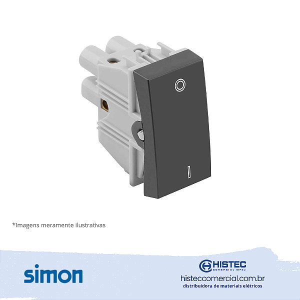 INTERRUPTOR BIPOLAR SIMPLES 10A 250V GRAFITE SIMON 30.133-38