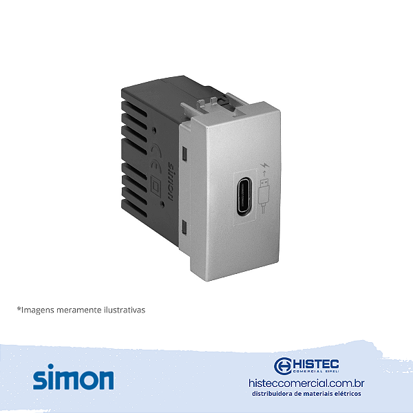 CARREGMENTO USB TIPO C 2.1A BIVOLT ALUMINIO FOSCO SIMON 30.382-34