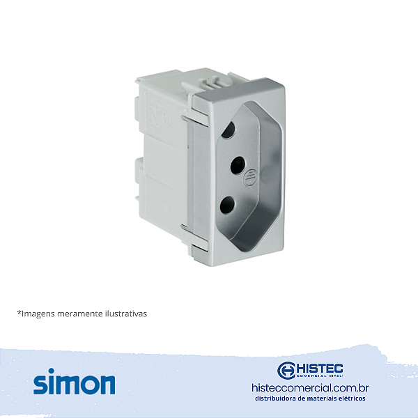 TOMADA 2P+T NBR 10A 250V ALUMINIO SIMON 30.426-34