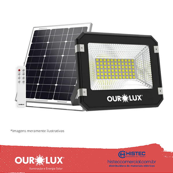 PROJETOR LED SOLAR 40W 6500K 840lms IP65 PT 03295 OUROLUX