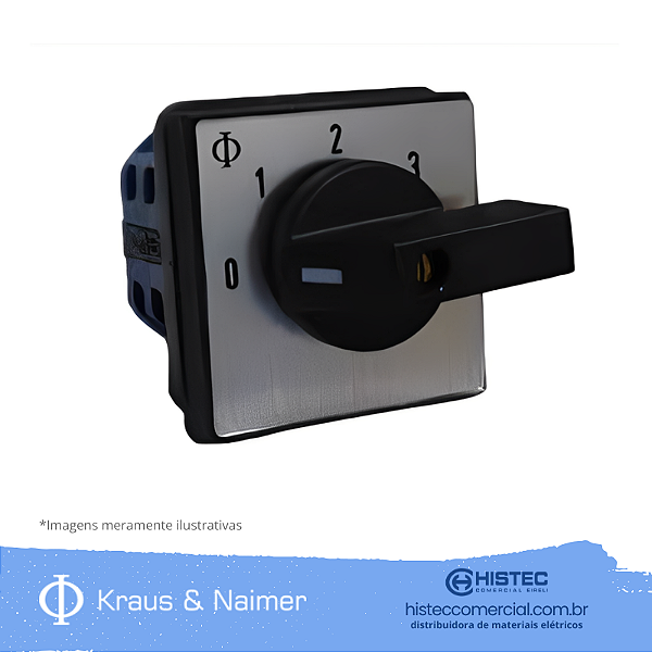 COMUTADORA 20A 1P 3 POSIÇÕES+0 FRONTAL CA10-WAA330.600-E KRAUS & NAIMER