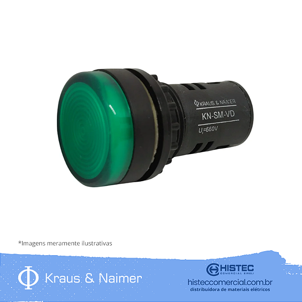 SINALEIRO LED 22MM KN-SM-VD-220 220V VERDE KRAUS & NAIMER