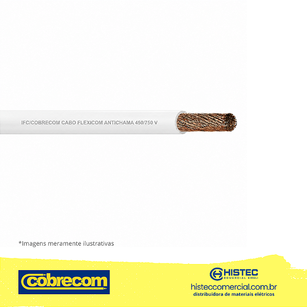 CABO FLEXICOM 70° 450/75V 1.5MM2 BRANCO ROLO 100m COBRECOM