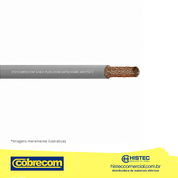 CABO FLEXICOM 70° 450/75V 2.5MM2 CINZA ROLO 100m COBRECOM