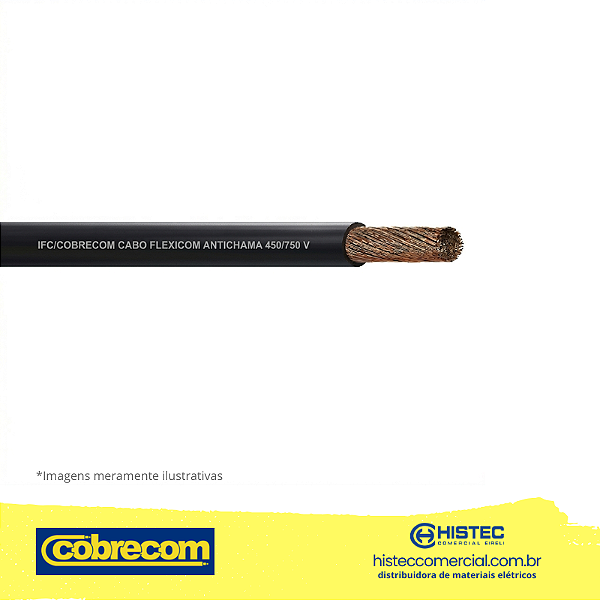 CABO FLEXICOM 70° 450/75V 2.5MM2 PRETO ROLO 100m COBRECOM