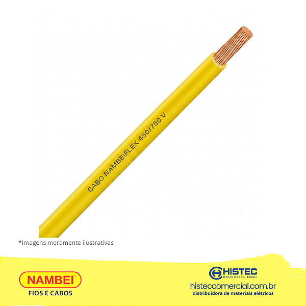 CABO FLEXIVEL 750V 1,5MM2 AMARELO ROLO 100m NAMBEI