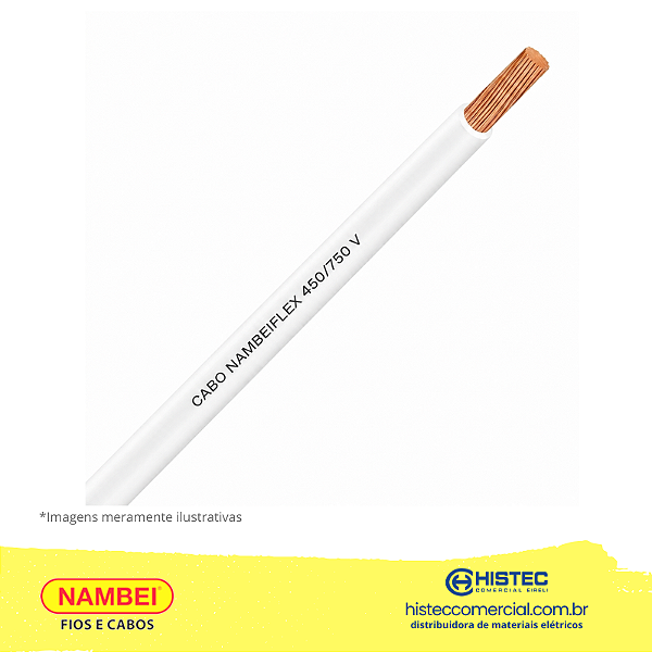 CABO FLEXIVEL 750V 6,0MM2 BRANCO ROLO 100m NAMBEI