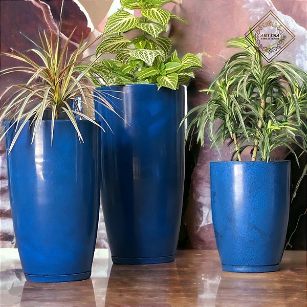 Kit 3 Vasos Espelhados Liso Paris (M-G-GG) com prato
