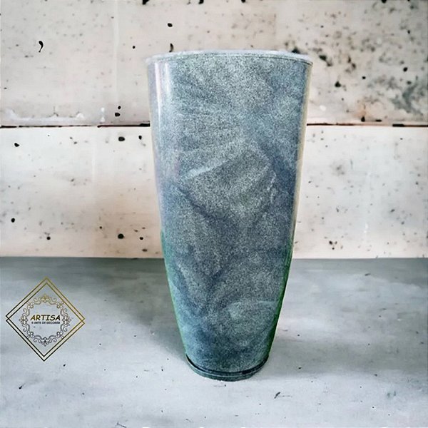 Vaso para plantas polietileno G estilo mármore com prato