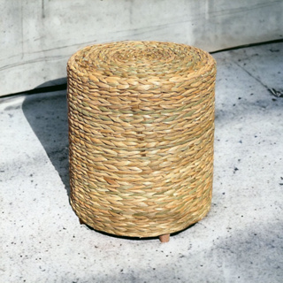 Puff Redondo de Palha de Taboa 38x38