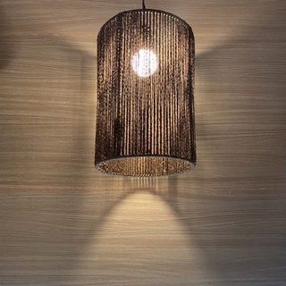 Pendente Lustre Luminária Rústica de Sisal Cilíndrica 31x21