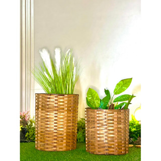 Kit com 2 Vasos para plantas cachepot bambu 30x30 e 30x40