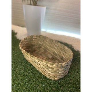 Kit com 10 cesto oval de palha de taboa
