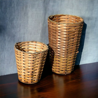 Kit com Vasos de Bambu Afunilados P e M