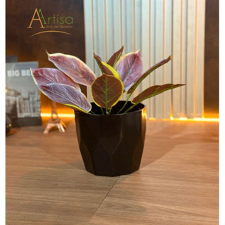 Kit Planta Artificial roxa (4233) com vaso fibra de vidro diamante n3