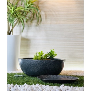 Bacia polietileno para plantas premium liso M com prato coletor