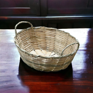Cesta oval de bambu duas alças 33cm