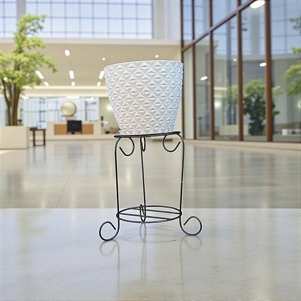 Arabesco de Ferro com Vaso Polietileno Bojo Diamante Jardim Decoração