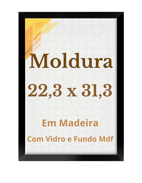 Moldura Quebra Cabeça Game Office 22,3x31,3 Puzzle Com Vidro