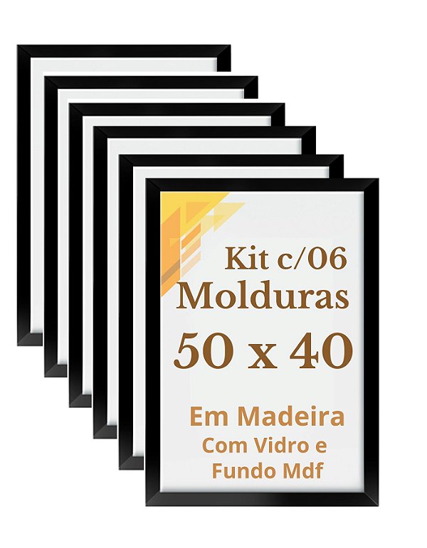 Kit 6 Molduras 50x40 Quadros Variados 40x50 Com Vidro