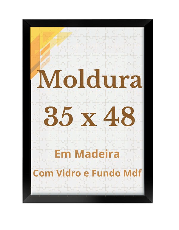 Moldura 35x48 Quebra Cabeça C/Vidro Game Office Puzzle 48x35