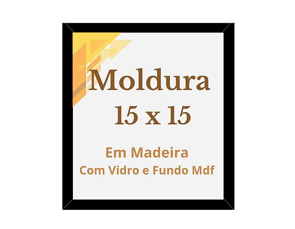 Quadro 15x15 Moldura Parede Em Madeira Com Vidro