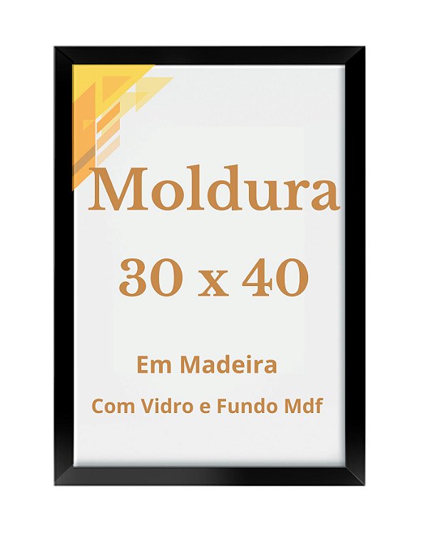 Moldura 40x30 Com Vidro P/Parede Poster Diploma Foto ou 30x40