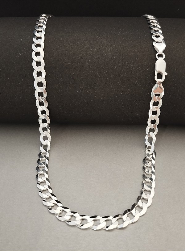 Corrente Grumet Piatta- F180 - 8mm - 44g - 70cm - Prata Italiana 925