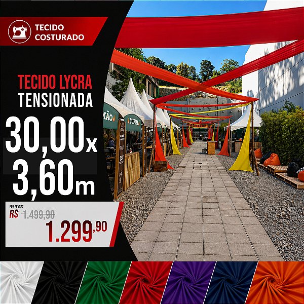 Tecido Lycra Tensionada 30,00 X 3,60 Metros (com costura)