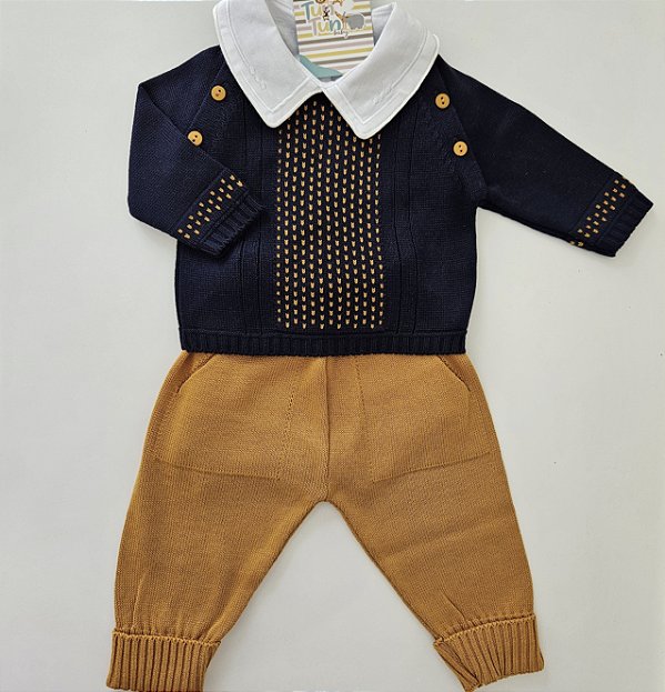 Conjunto Nick - Azul Marinho  c/ Mostarda