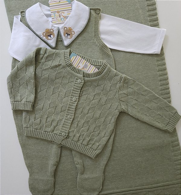 Saída de Maternidade Baby Benjamin - Verde Mescla