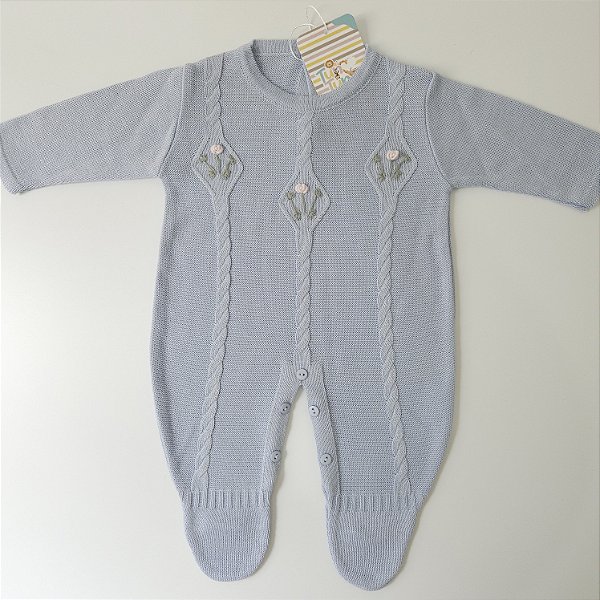 Macacão Mila Bordado - Azul Salina