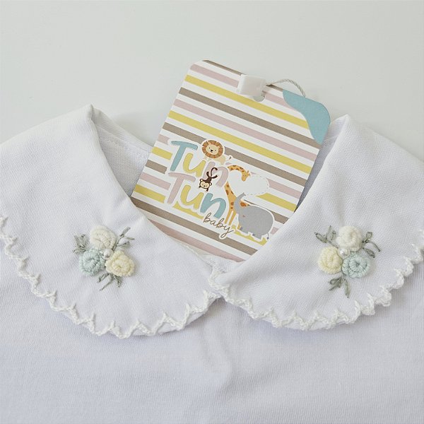 Body Bordado Manga Fru Fru -Amarelo