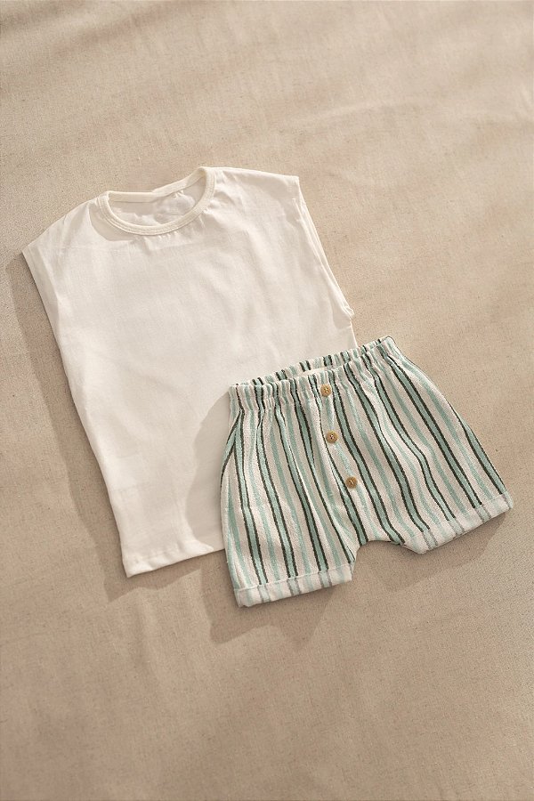 Conjunto Léo - Verde/ Off White