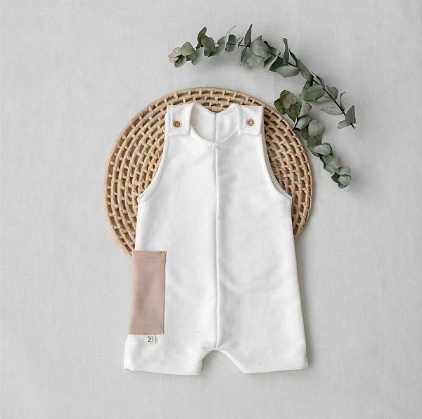 Macacão Nay - Off White/ Castanho