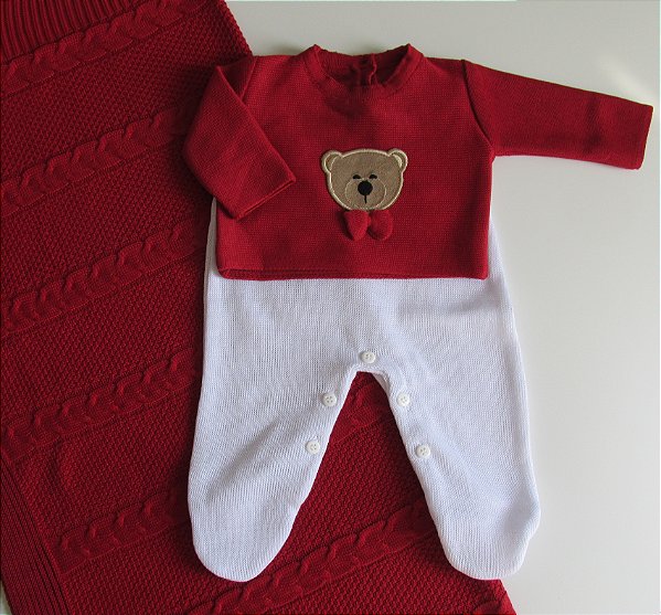 Saída Maternidade Baby Bear - Vermelho Bordo