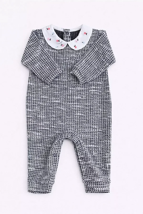 Macacão Moletinho Com gola - Mescla Preto