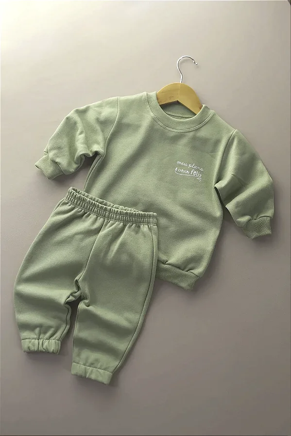Conjunto Moletom Peluciado Unissex - Verde Menta
