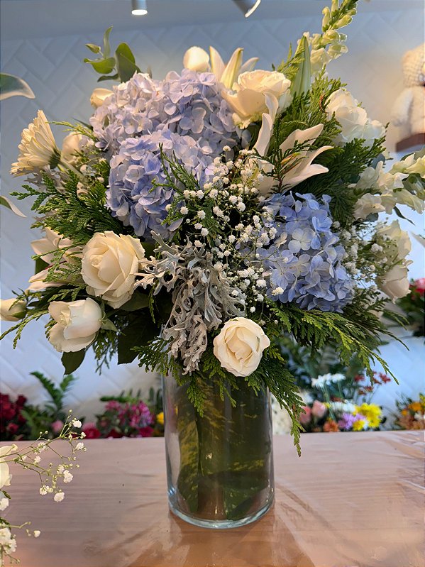 Kit 3 Arranjos para festa grande azul, verde e branco.