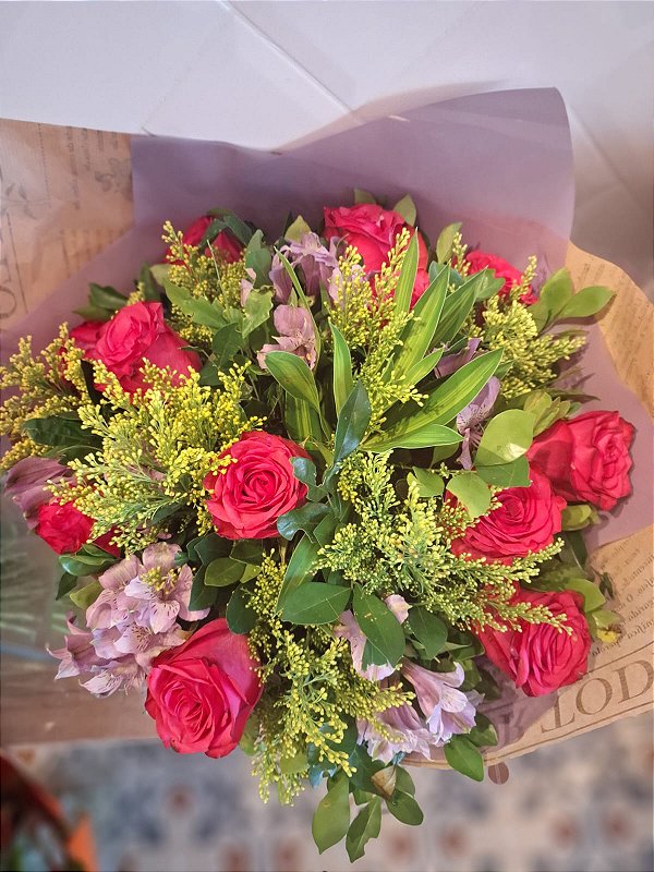 Buquê Pink Charme 12 rosas