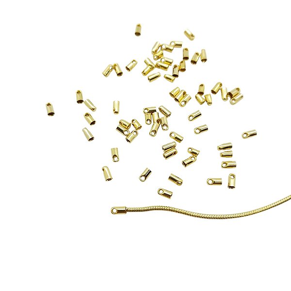 Terminal Para Corrente Rabo de Rato 1,5mm - dourado - Pacote com 100 pçs