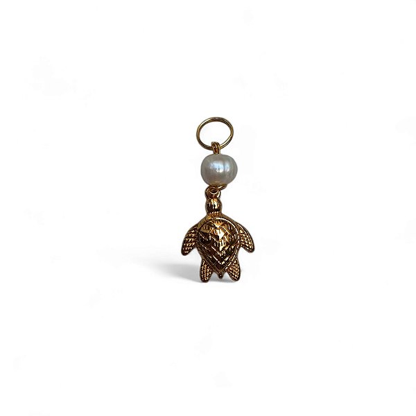 Ponteira Pérola de Água Doce com Pingente - Tartaruga