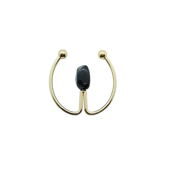 Entremeio Orgânico Serena  - metal e Pedra de Resina 5,4cm x 5,4cm dourado