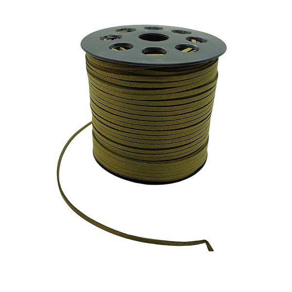 Fio De Camurça 3mm - Verde Militar - Rolo Com 100 Metros