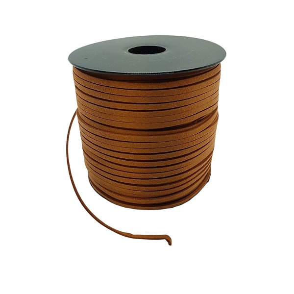 Fio de Camurça 3mm - Caramelo - Rolo Com 100 Metros