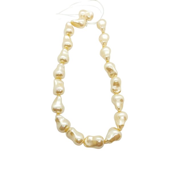 Fio de Pérola Shell gota - Cor Champanhe Natural - Tamanho aproximado 22mm